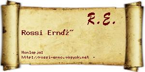 Rossi Ernő névjegykártya